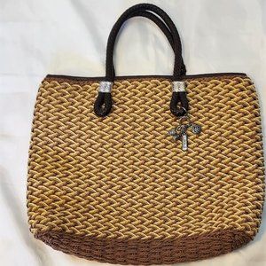 Brighton Woven Tan/Brown Straw Tote